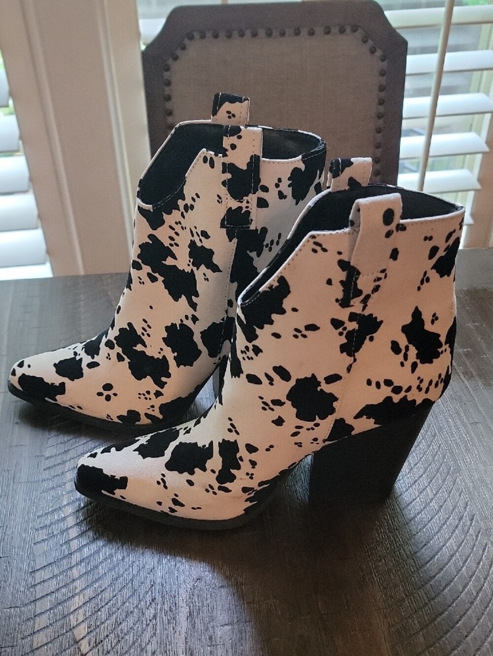 Cow Print Ankle Boots - Picture 2 of 5
